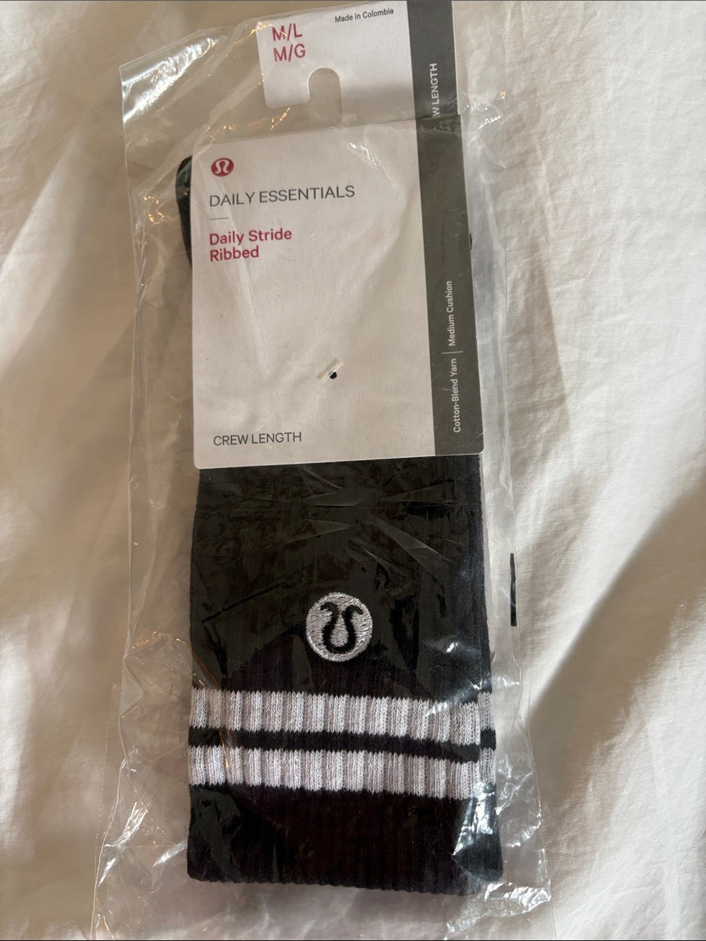 Lululemon Daily Stride Ribbed Crew Socks - Black/White
